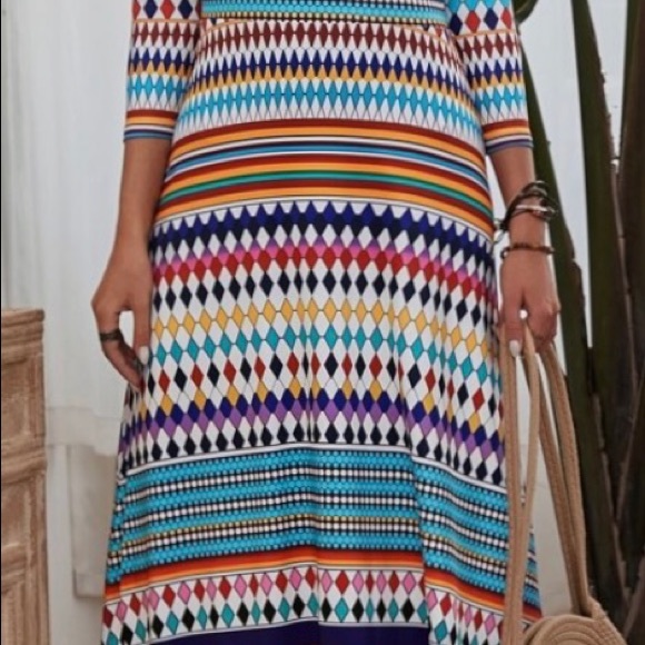 Striped Argyle A Lined Dress - Picture 3 of 4